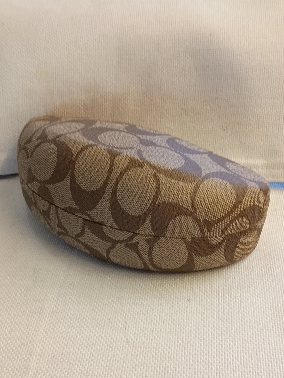 Coach Patterned Neutral Hard Sunglasses Case, Euc